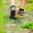 Sports shows running walking on trail